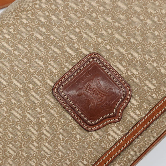 CELINE Macadam Canvas Shoulder Bag PVC Beige Gold Auth 156448