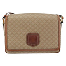 CELINE Macadam Canvas Shoulder Bag PVC Beige Gold Auth 156448-2