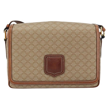 CELINE Macadam Canvas Shoulder Bag PVC Beige Gold Auth 156448 - 0
