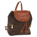 CELINE Macadam Canvas Backpack PVC Leather Brown Gold Auth 156449-1