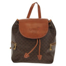 CELINE Macadam Canvas Backpack PVC Leather Brown Gold Auth 156449-13