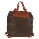 CELINE Macadam Canvas Backpack PVC Leather Brown Gold Auth 156449-2