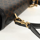 CELINE Macadam Canvas Hand Bag PVC Leather 2way Black Gold Auth 156450V-10