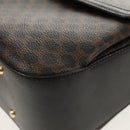 CELINE Macadam Canvas Hand Bag PVC Leather 2way Black Gold Auth 156450V-14
