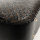 CELINE Macadam Canvas Hand Bag PVC Leather 2way Black Gold Auth 156450V-15