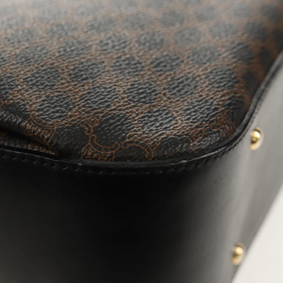 CELINE Macadam Canvas Hand Bag PVC Leather 2way Black Gold Auth 156450V