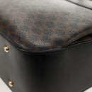 CELINE Macadam Canvas Hand Bag PVC Leather 2way Black Gold Auth 156450V-16