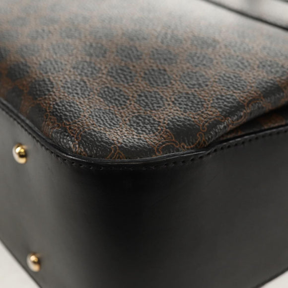 CELINE Macadam Canvas Hand Bag PVC Leather 2way Black Gold Auth 156450V