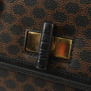 CELINE Macadam Canvas Hand Bag PVC Leather 2way Black Gold Auth 156450V-18