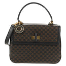 CELINE Macadam Canvas Hand Bag PVC Leather 2way Black Gold Auth 156450V-2