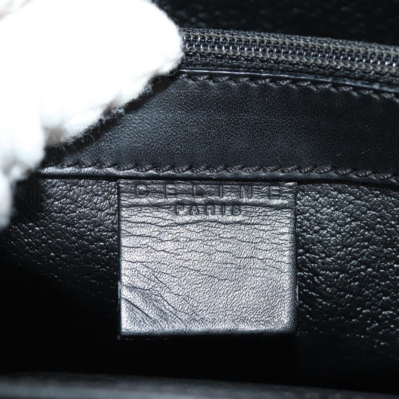 CELINE Macadam Canvas Hand Bag PVC Leather 2way Black Gold Auth 156450V