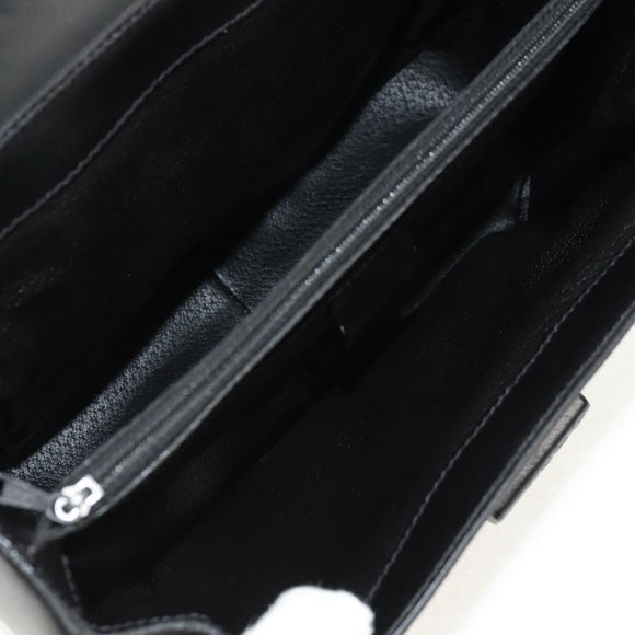 CELINE Macadam Canvas Hand Bag PVC Leather 2way Black Gold Auth 156450V