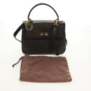 CELINE Macadam Canvas Hand Bag PVC Leather 2way Black Gold Auth 156450V-27