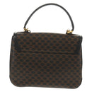 CELINE Macadam Canvas Hand Bag PVC Leather 2way Black Gold Auth 156450V-3