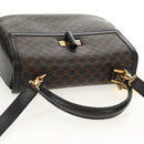 CELINE Macadam Canvas Hand Bag PVC Leather 2way Black Gold Auth 156450V-6