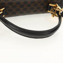 CELINE Macadam Canvas Hand Bag PVC Leather 2way Black Gold Auth 156450V-7