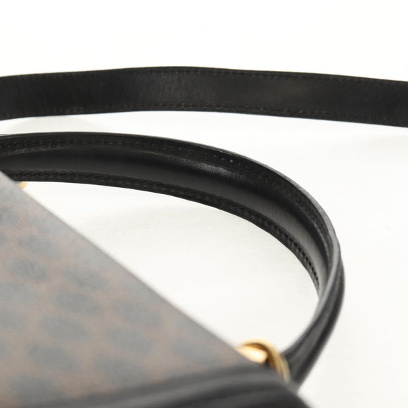 CELINE Macadam Canvas Hand Bag PVC Leather 2way Black Gold Auth 156450V