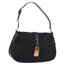 PRADA Shoulder Bag Nylon Black Gold Auth 156452-1