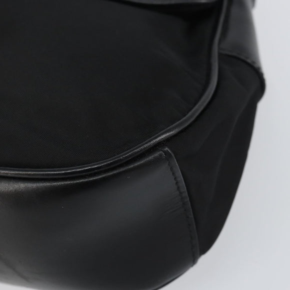 PRADA Shoulder Bag Nylon Black Gold Auth 156452