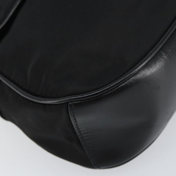 PRADA Shoulder Bag Nylon Black Gold Auth 156452