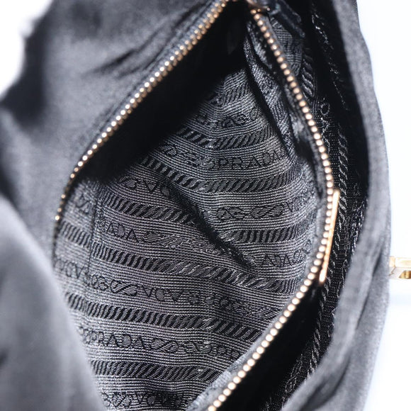 PRADA Shoulder Bag Nylon Black Gold Auth 156452