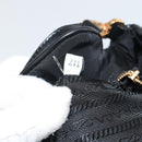 PRADA Shoulder Bag Nylon Black Gold Auth 156452-23