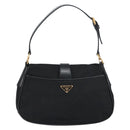 PRADA Shoulder Bag Nylon Black Gold Auth 156452-3