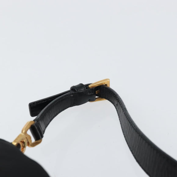 PRADA Shoulder Bag Nylon Black Gold Auth 156452