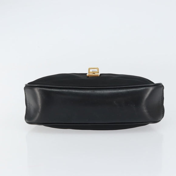 PRADA Shoulder Bag Nylon Black Gold Auth 156452
