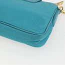 PRADA Chain Shoulder Bag Nylon Turquoise Blue Gold Auth 156453V-16