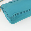 PRADA Chain Shoulder Bag Nylon Turquoise Blue Gold Auth 156453V-17