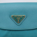 PRADA Chain Shoulder Bag Nylon Turquoise Blue Gold Auth 156453V-18