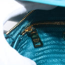 PRADA Chain Shoulder Bag Nylon Turquoise Blue Gold Auth 156453V-21