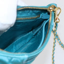 PRADA Chain Shoulder Bag Nylon Turquoise Blue Gold Auth 156453V-22