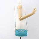 PRADA Chain Shoulder Bag Nylon Turquoise Blue Gold Auth 156453V-27