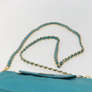 PRADA Chain Shoulder Bag Nylon Turquoise Blue Gold Auth 156453V-8