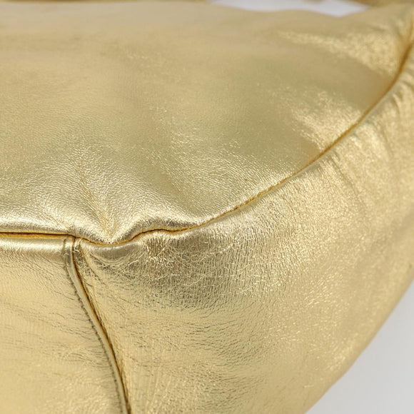 PRADA Shoulder Bag Leather Gold Auth 156454V