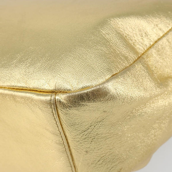 PRADA Shoulder Bag Leather Gold Auth 156454V