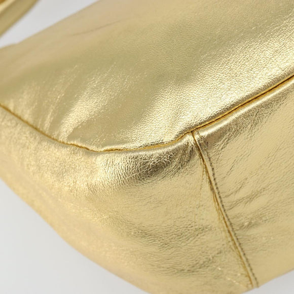PRADA Shoulder Bag Leather Gold Auth 156454V