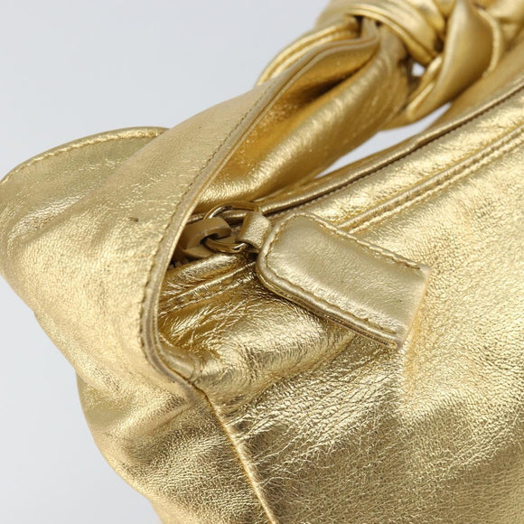 PRADA Shoulder Bag Leather Gold Auth 156454V