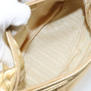 PRADA Shoulder Bag Leather Gold Auth 156454V-10