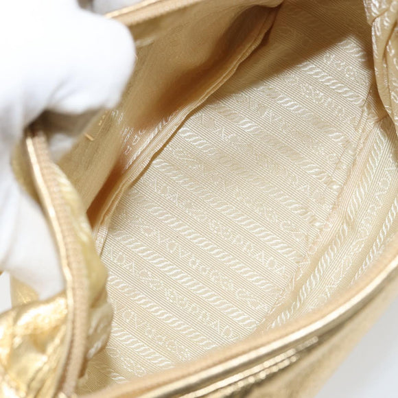 PRADA Shoulder Bag Leather Gold Auth 156454V