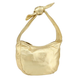 PRADA Shoulder Bag Leather Gold Auth 156454SAV