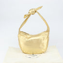 PRADA Shoulder Bag Leather Gold Auth 156454V-12