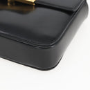 PRADA Hand Bag Leather Black Gold Auth 156455V-9