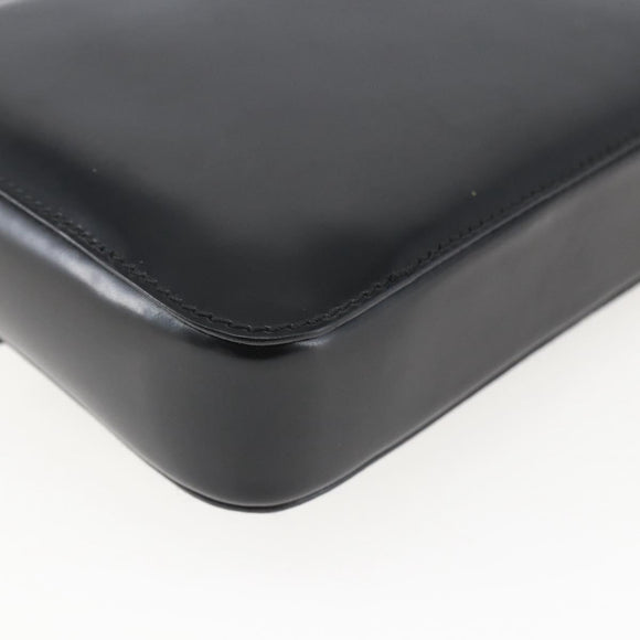 PRADA Hand Bag Leather Black Gold Auth 156455V