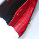 PRADA Hand Bag Leather Black Gold Auth 156455V-10