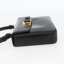 PRADA Hand Bag Leather Black Gold Auth 156455V-3