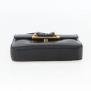 PRADA Hand Bag Leather Black Gold Auth 156455V-5