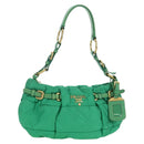 PRADA Shoulder Bag Nylon Green Gold Auth 156456-1